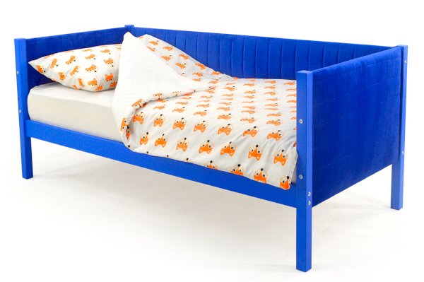 Детская деревянная кровать-тахта мягкая Svogen цвет синий (Бельмарко)